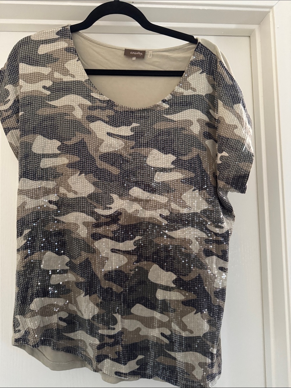 crosby. Neutral Camo Sequin Short Sleeve Tee